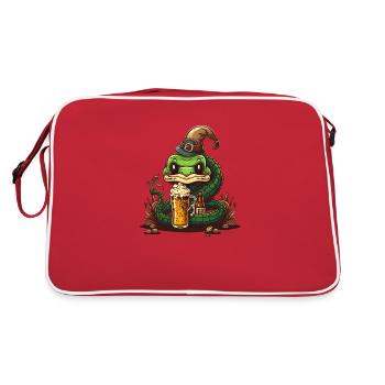 Drôle de serpent cool avec bière et chapeau - Sac Retro - rouge/blanc - Dos