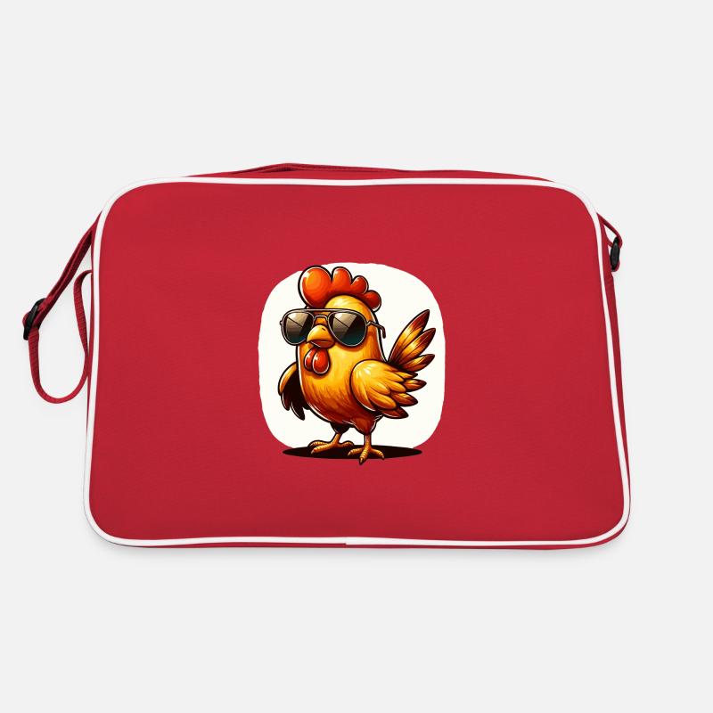 Funny Chicken Chicken Funny Image - Retro Bag - red/white
