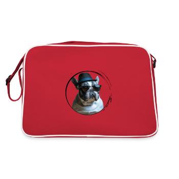 Mignon tyran de style mafia français bouledogue - Sac Retro - rouge/blanc - Dos
