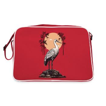 Ukiyo-e Crane Japanese Art Bird Love Bird - Retro Bag - red/white - Back