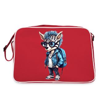 Cute zebra cartoon - Retro Bag - red/white - Back