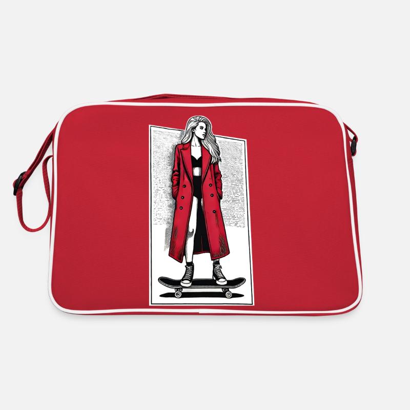 Mädchen auf Skateboard Retro Tasche