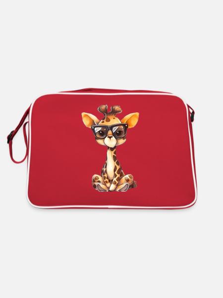Badass Babygiraffe: Eine wilde Safari in Style - Retro Tasche - Rot/Weiß - Hinten