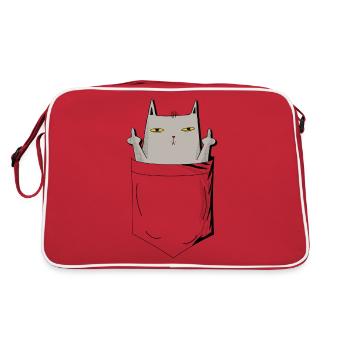 Le chat montre le mittelfinger Pocket Design - Sac Retro - rouge/blanc - Dos