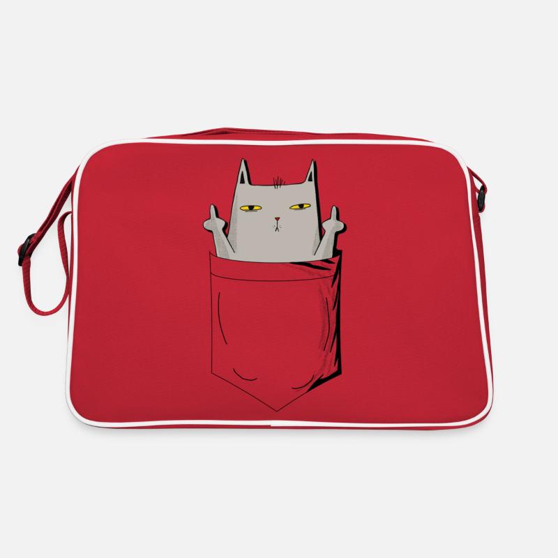 Katze zeigt den Mittelfinger Pocket Design Retro Tasche