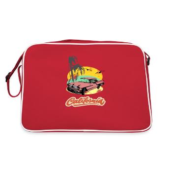 US vintage car on the beach - Retro Bag - red/white - Back