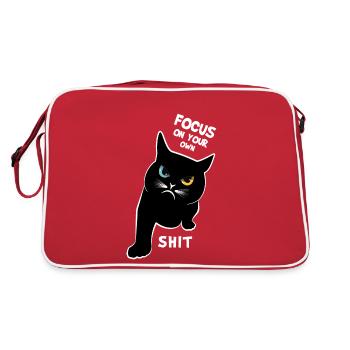 Focus On Your Own Shit - Funny Cats Saying - Retro Bag - red/white - Back