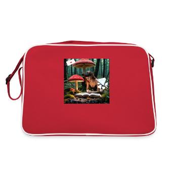 Reading in the magical forest. - Retro Bag - red/white - Back