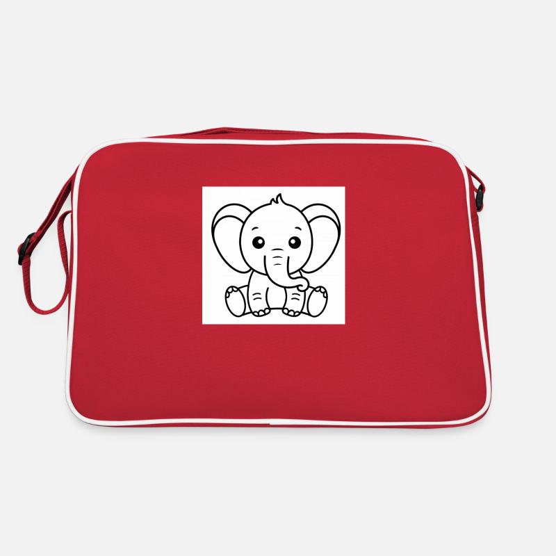 Elefant - Retro Tasche - Rot/Weiß