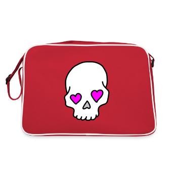 Skull Heart Love - Retro Bag - red/white - Back