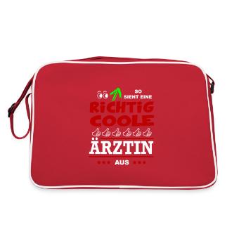 Job Beruf Arbeit Büro ÄRZTIN - Retro Tasche - Rot/Weiß - Hinten