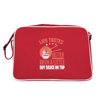 LA VIE A MEILLEUR GOÛT AVEC LE MOTIF DE SAUCE SOJA - Sac Retro - rouge/blanc - Dos