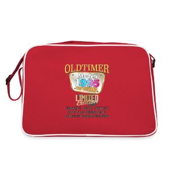 Vintage Model 1995 Well Preserved Funny Birth Tag - Retro Bag - red/white - Back