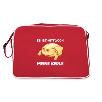 Es ist Mittwoch Meine Kerle Frosch Meme It's - Retro Tasche - Rot/Weiß - Hinten