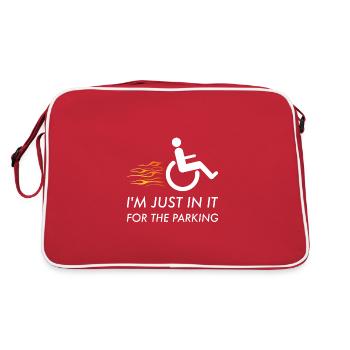 Behindert Rollstuhl Behinderung Handicap Geschenk - Retro Tasche - Rot/Weiß - Hinten
