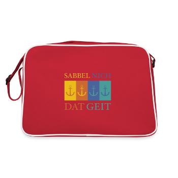 Sabbel nich Norddeutsch Ostsee Anker Geschenk - Retro Tasche - Rot/Weiß - Hinten