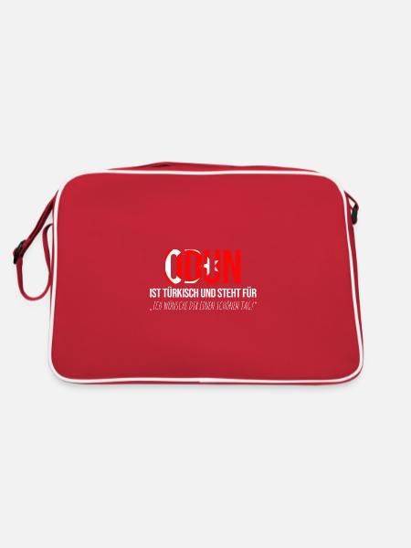 Odun Türke Türkei Türken Dummer Spruch Schönen Tag - Retro Tasche - Rot/Weiß - Hinten