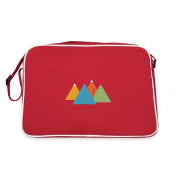 Bergpanorama, Bergwelten, Schneeberge - Retro Tasche - Rot/Weiß - Hinten