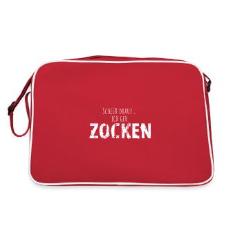 Scheiß Drauf Ich Geh Zocken Gamer Zockerleben - Retro Tasche - Rot/Weiß - Hinten