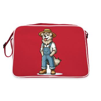 Cute Dog Farmer - Retro Tasche - Rot/Weiß - Hinten