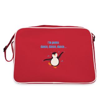 Fasching - Tanzender Pinguin - dance dance dance - Retro Tasche - Rot/Weiß - Hinten