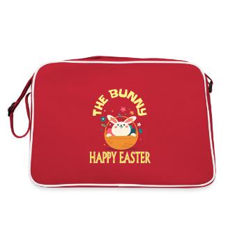 frohe Ostern frohes Fest Osterhase Osterein gift - Retro Tasche - Rot/Weiß - Hinten