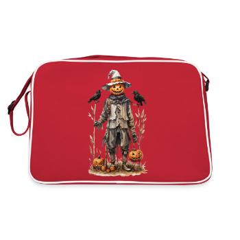Folklore Halloween Kürbis Goblincore Herbst - Retro Tasche - Rot/Weiß - Hinten