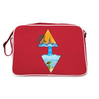 Motif d’été avec cascade et palmier en triangles - Sac Retro - rouge/blanc - Dos