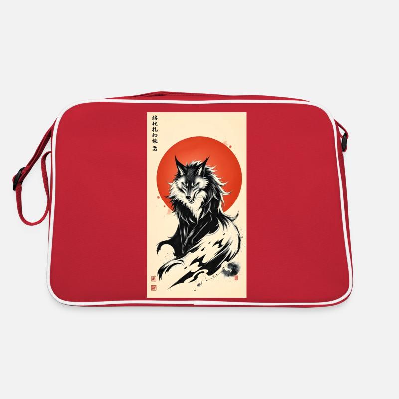 Night Wolf - Retro Tasche - Rot/Weiß