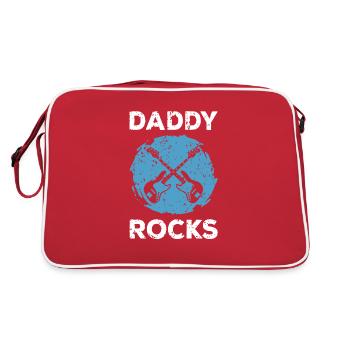 Daddy rocks Rocker E-Gitarre Gitarrist Gitarren - Retro Tasche - Rot/Weiß - Hinten