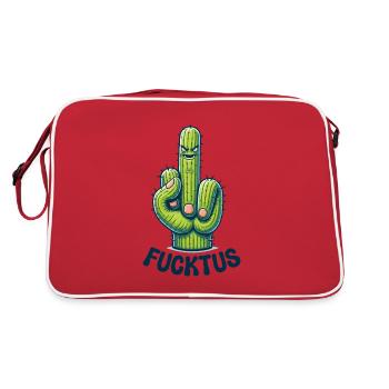 FUCKTUS KAKTUS KAKTEEN MITTELFINGER STACHEL WÜSTE - Retro Tasche - Rot/Weiß - Hinten