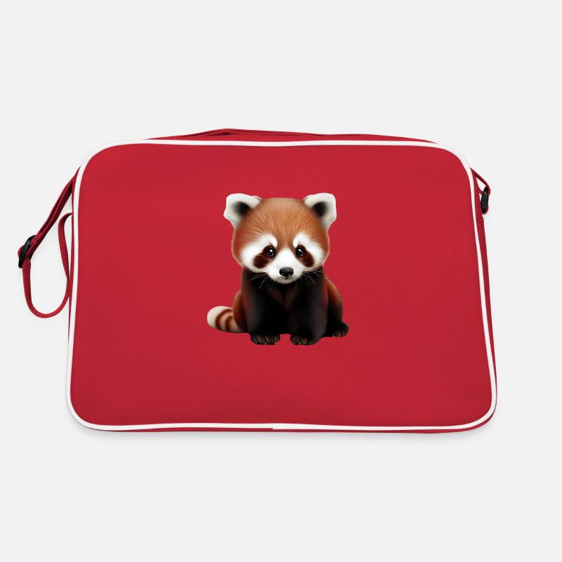 Niedlicher Roter Panda - Retro Tasche - Rot/Weiß