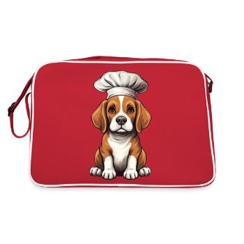 Cooking Beagle with Chef's Hat, Funny Design for - Retro Bag - red/white - Back