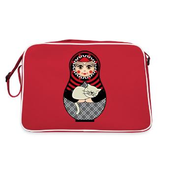 Matryoshka matryoshka Russian doll cat - Retro Bag - red/white - Back