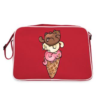 Cats and icecream - Retro Bag - red/white - Back