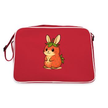 Erdbeerhase -Kuschlig, Knuffig, Fruchtig, Süß - Retro Tasche - Rot/Weiß - Hinten