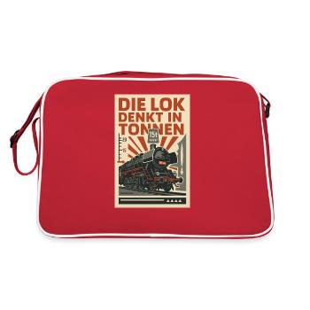 Railway locomotive thinks in tons steam locomotive - Retro Bag - red/white - Back