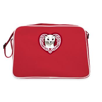 Hermine Tribal Heart aus der Bretagne - Retro Tasche - Rot/Weiß - Hinten