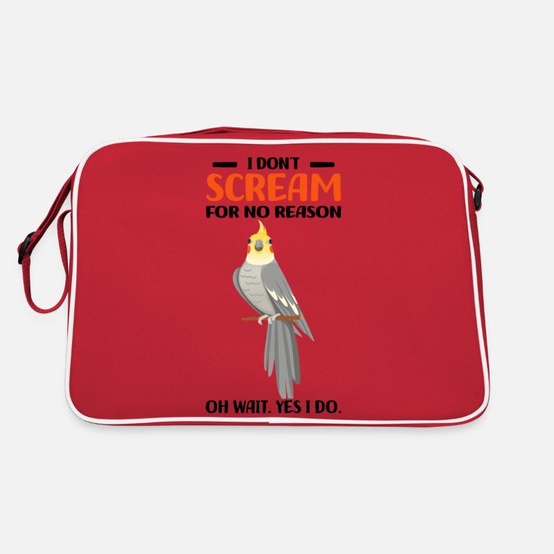 Nymphensittich - Retro Tasche - Rot/Weiß
