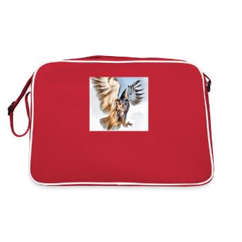 Majestätische Eule - Retro Tasche - Rot/Weiß - Hinten