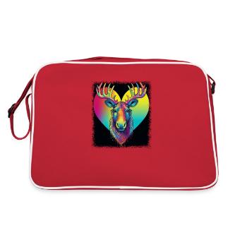 Cervidé mignon Canada Amérique Orignal Canadien - Sac Retro - rouge/blanc - Dos