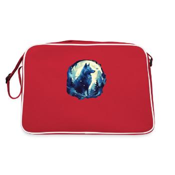 Fantaisie: Loup au coucher du soleil - Sac Retro - rouge/blanc - Dos