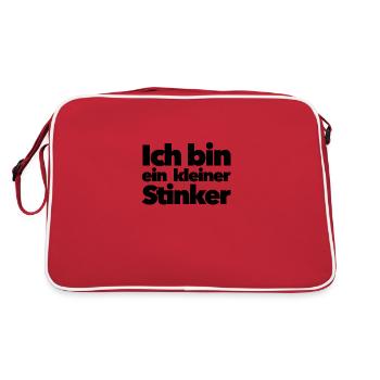 Ich bin ein kleiner Stinker - Spaß - Retro Tasche - Rot/Weiß - Hinten