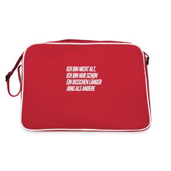 ich bin nicht alt - Retro Tasche - Rot/Weiß - Hinten