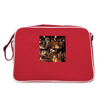 Person using binoculars to spy on target - Retro Bag - red/white - Back
