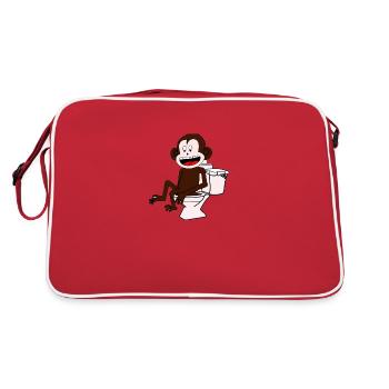 Singe qui rit sur les toilettes Anime - Sac Retro - rouge/blanc - Dos