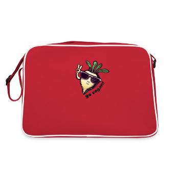 Cute vegan turnip. Peace! - Retro Bag - red/white - Back