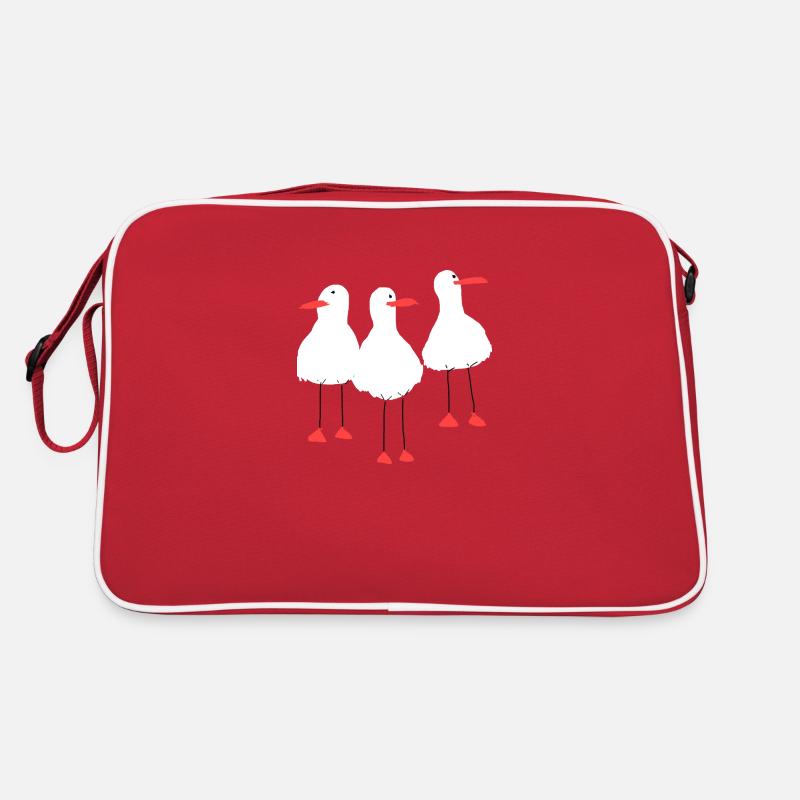 Möwen - Retro Tasche - Rot/Weiß