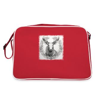 color bear sayings canada funny geek happy antlers - Retro Tasche - Rot/Weiß - Hinten