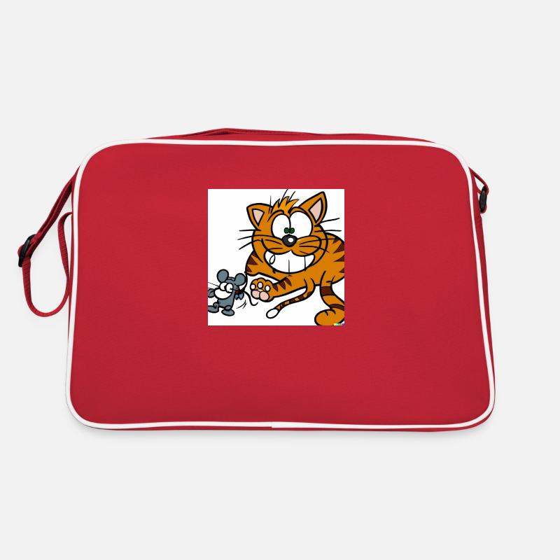 cat and mouse - Retro Bag - red/white